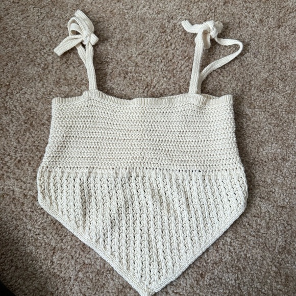 Cream Crochet Knit Top urban outfitters - Picture 2 of 4